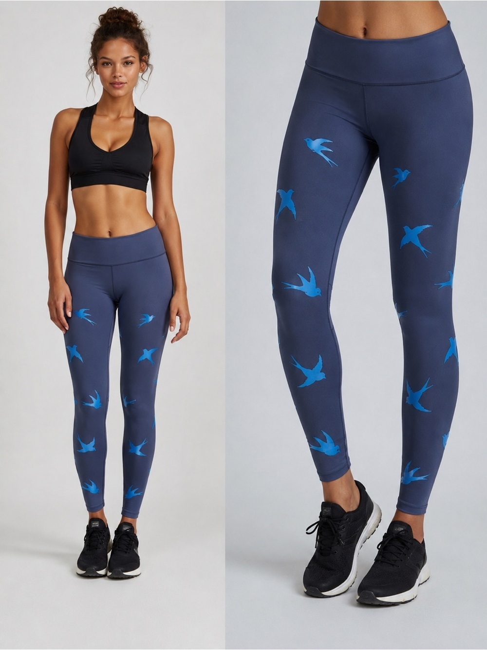 Noli Yoga Blue Bird Impact Leggings Made in USA Size Large NWT